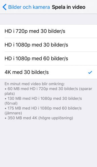 Inställning iPhone med 4K